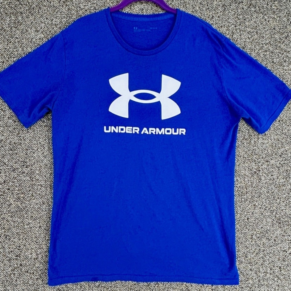 Under Armour Graphic Logo Tee Royal Blue Performance Shirt Mens Large